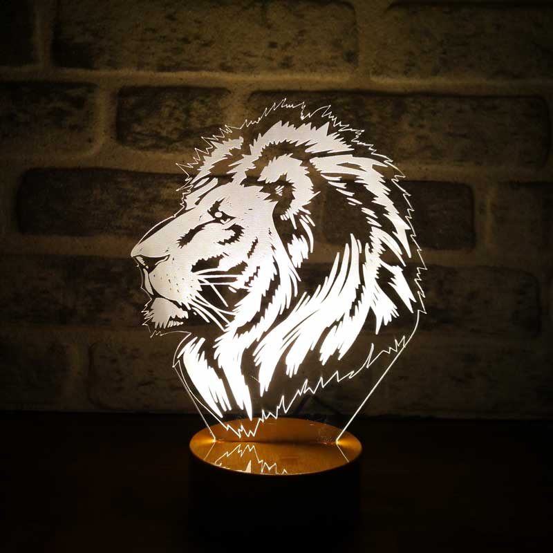 3d lion portrait gift led lamp