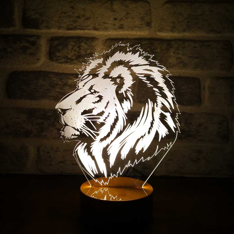 Lámpara de mesa led 3D Lion Portrait