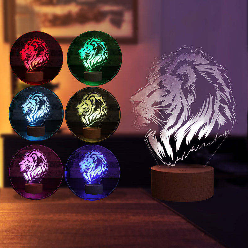 3d lion portrait gift led lamp