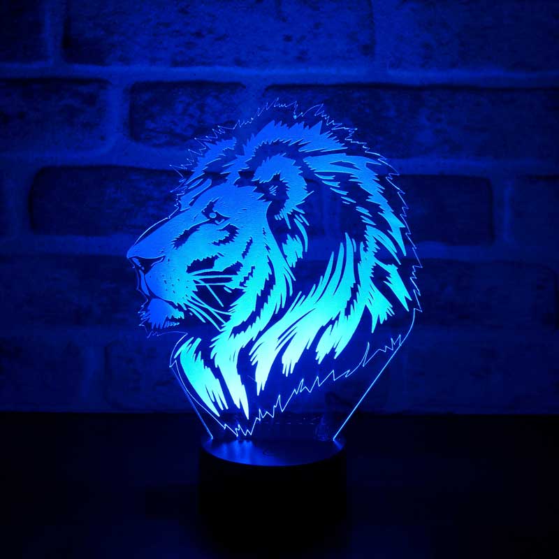 3d lion portrait gift led lamp