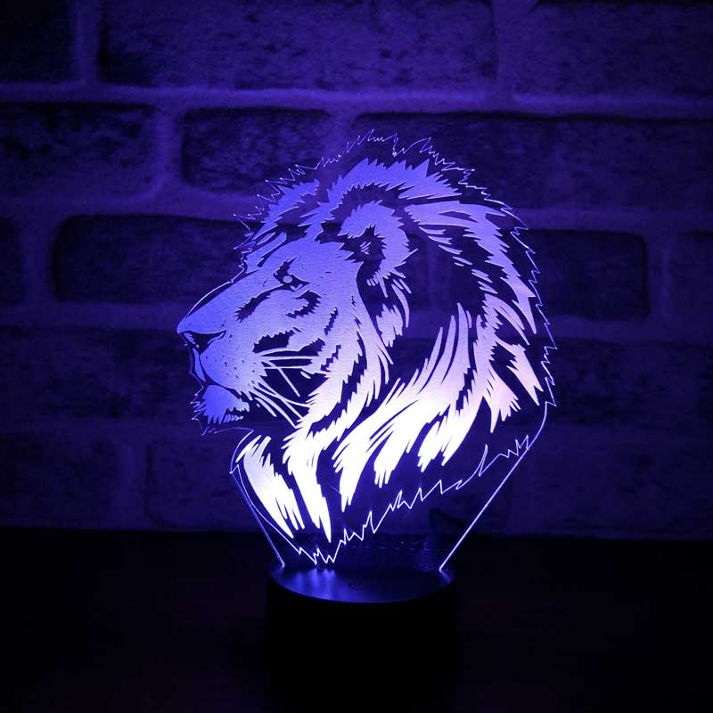 3d lion portrait gift led lamp