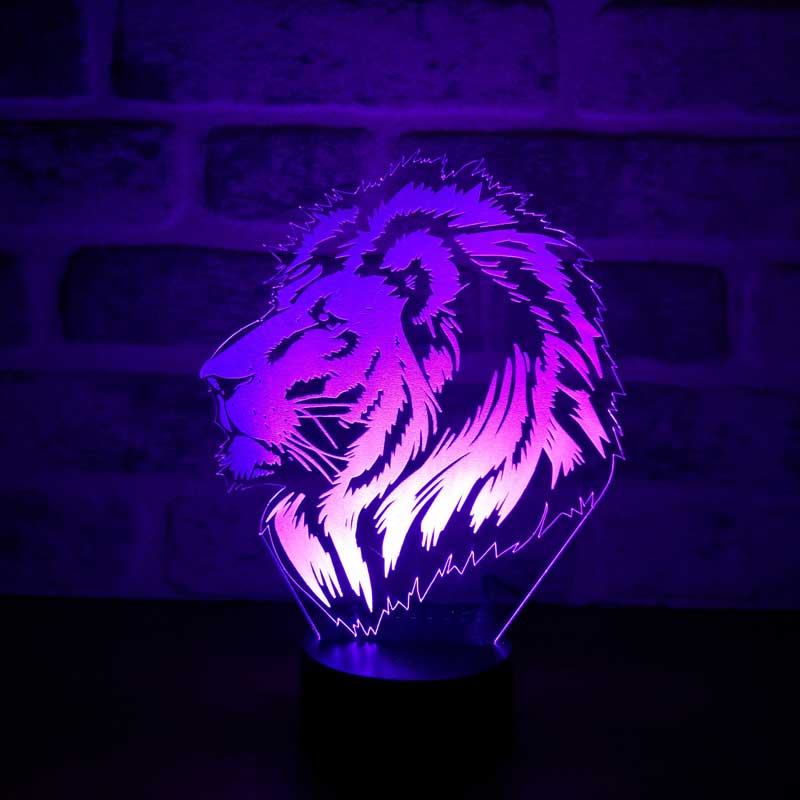 3d lion portrait gift led lamp