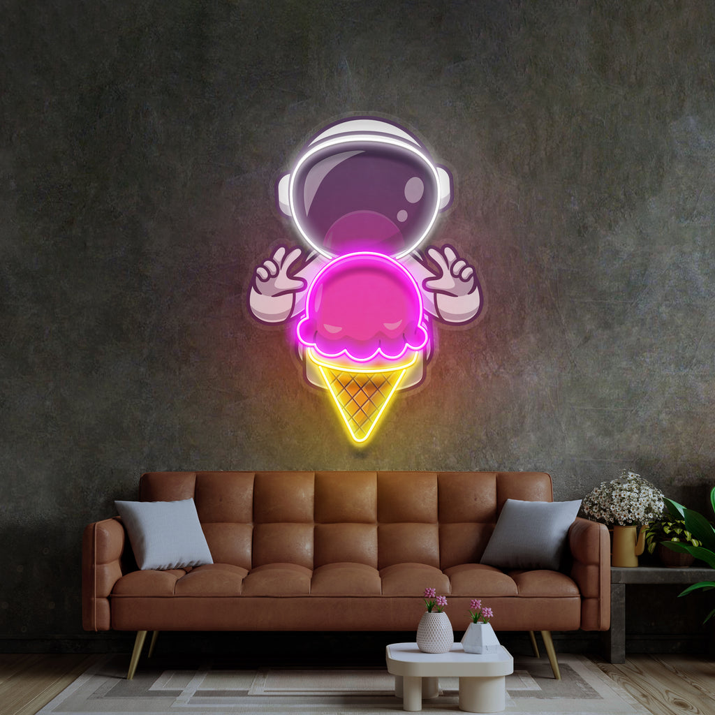 Astronaut and Ice Cream Figured Led Neon Sign