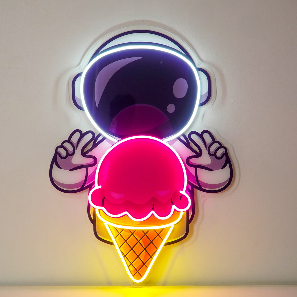 Astronaut and Ice Cream Figured Led Neon Sign