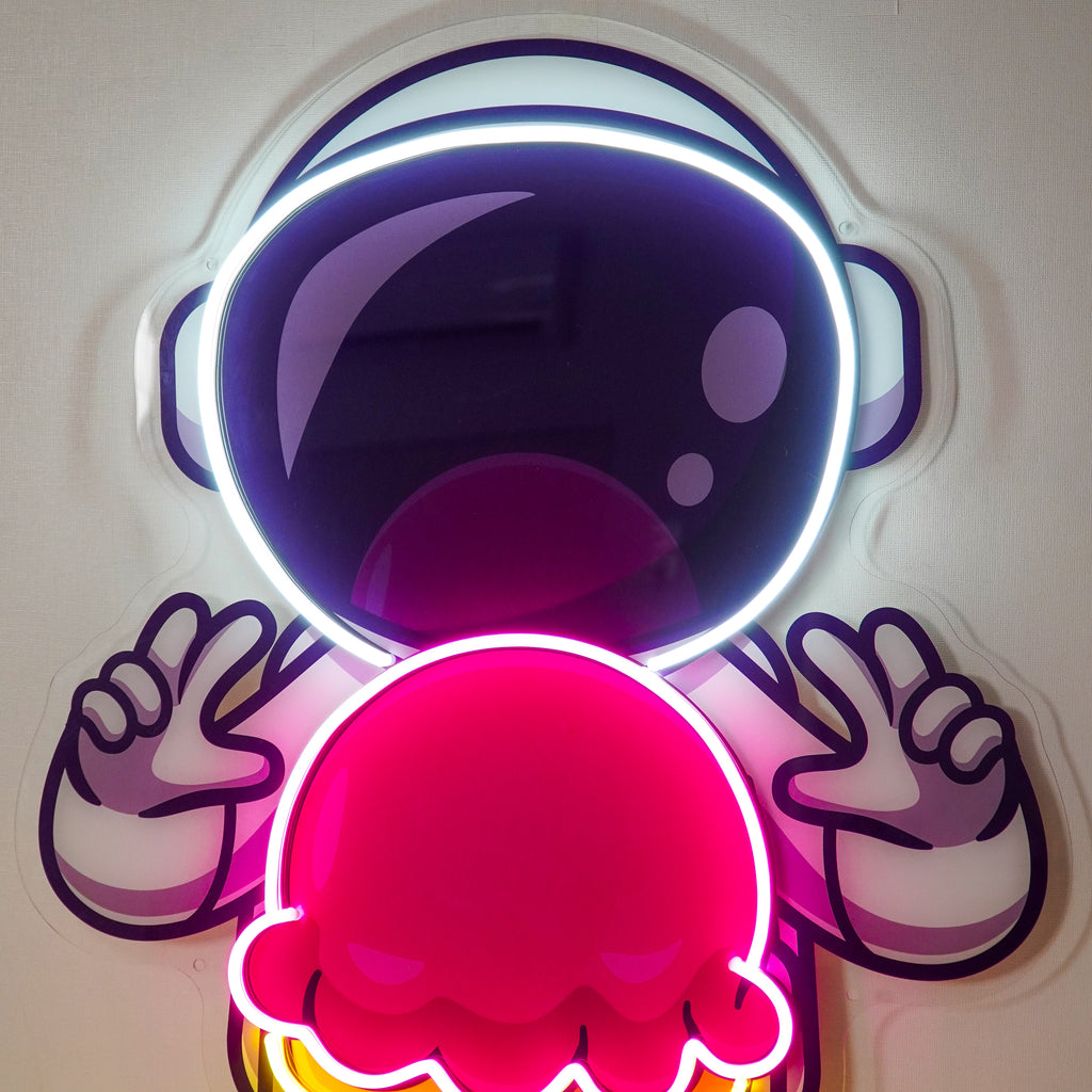 Astronaut and Ice Cream Figured Led Neon Sign