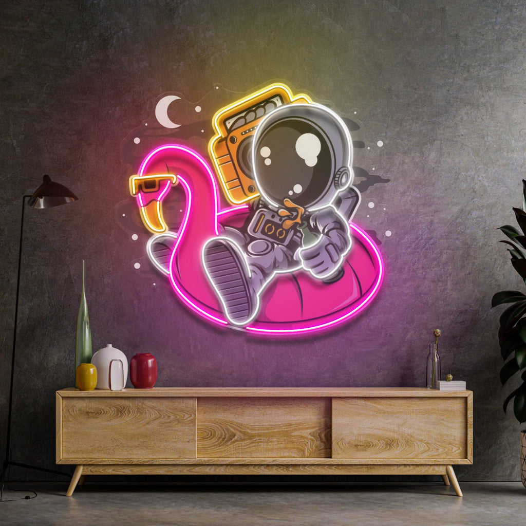 Astronot Flamingo Balon Neon Lamba | ByLamp