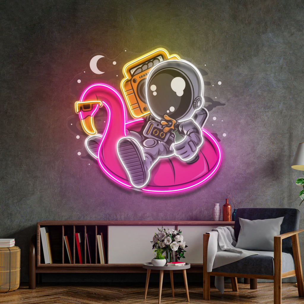 Astronot Flamingo Balon Neon Lamba | ByLamp