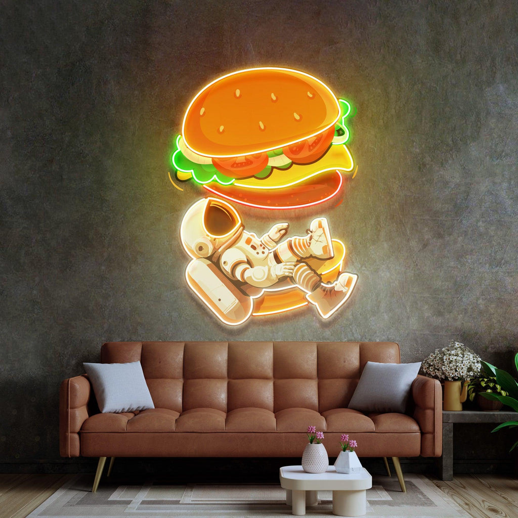 Astronot Ve Hamburger Neon Lamba | ByLamp