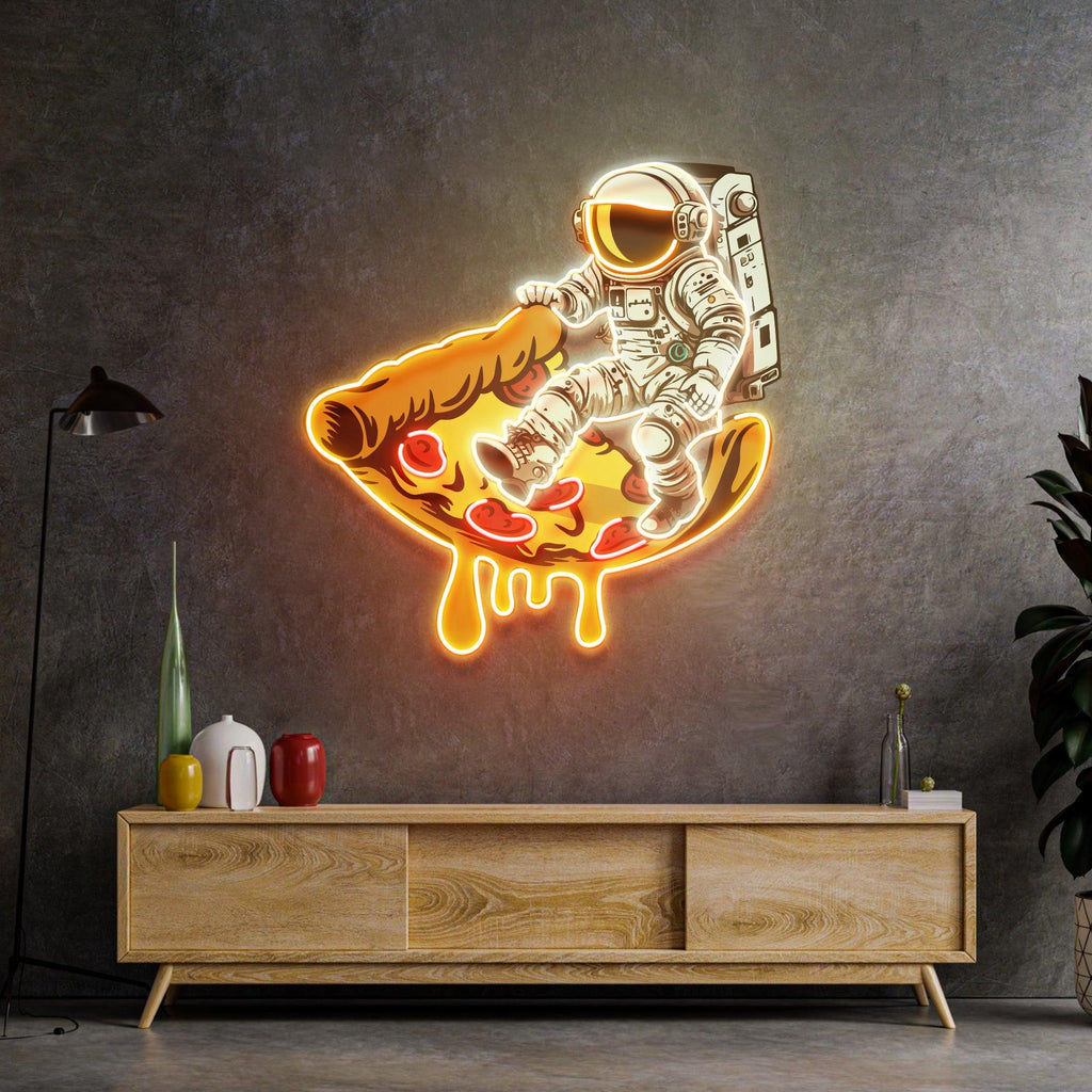 Pizza Astronot Neon Lamba | ByLamp