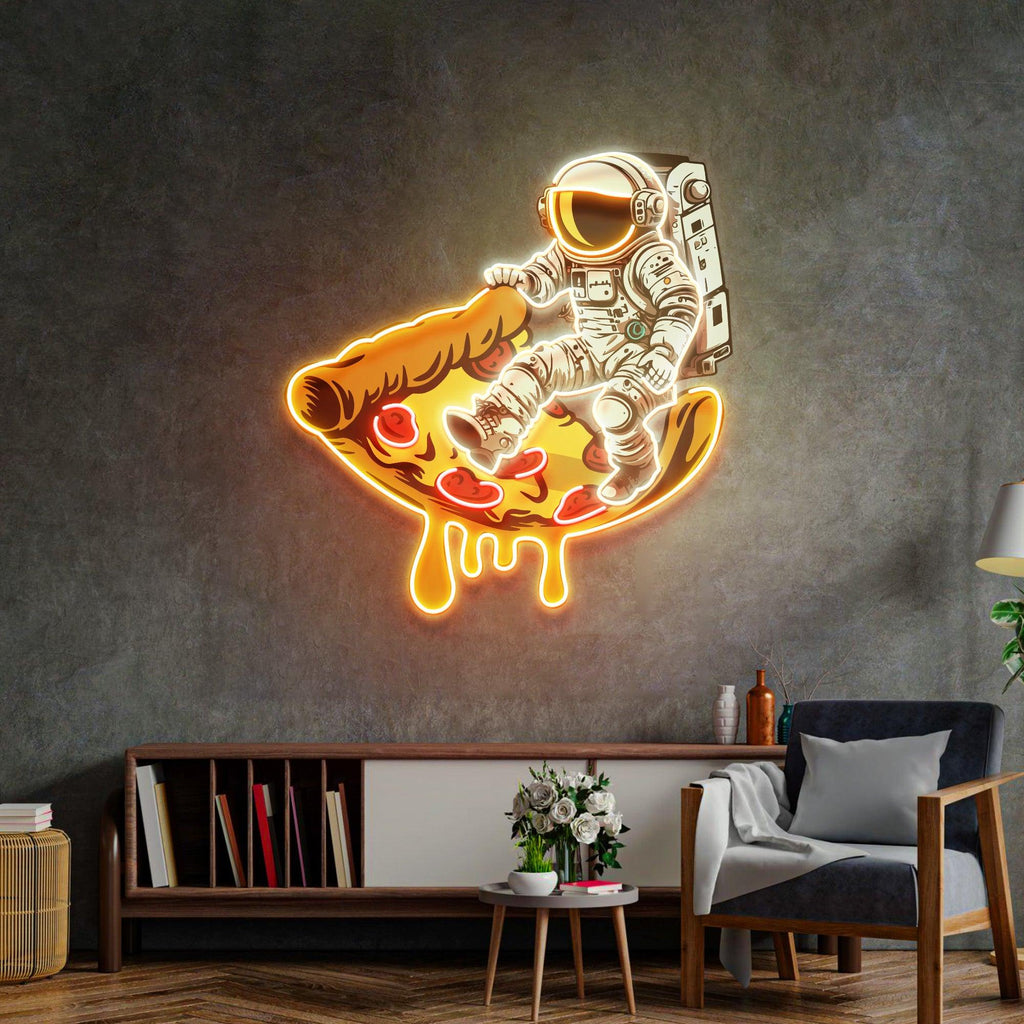 Pizza Astronot Neon Lamba | ByLamp