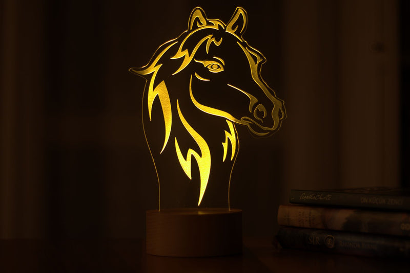 3-D horse bust led table lamp