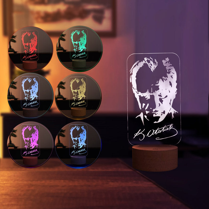 Retrato de Atatürk Led Table Lamp