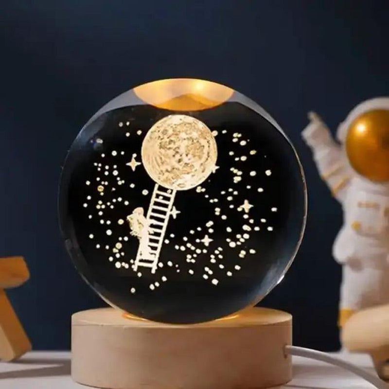 Astronaut On The Moon Crystal Ball Night Light