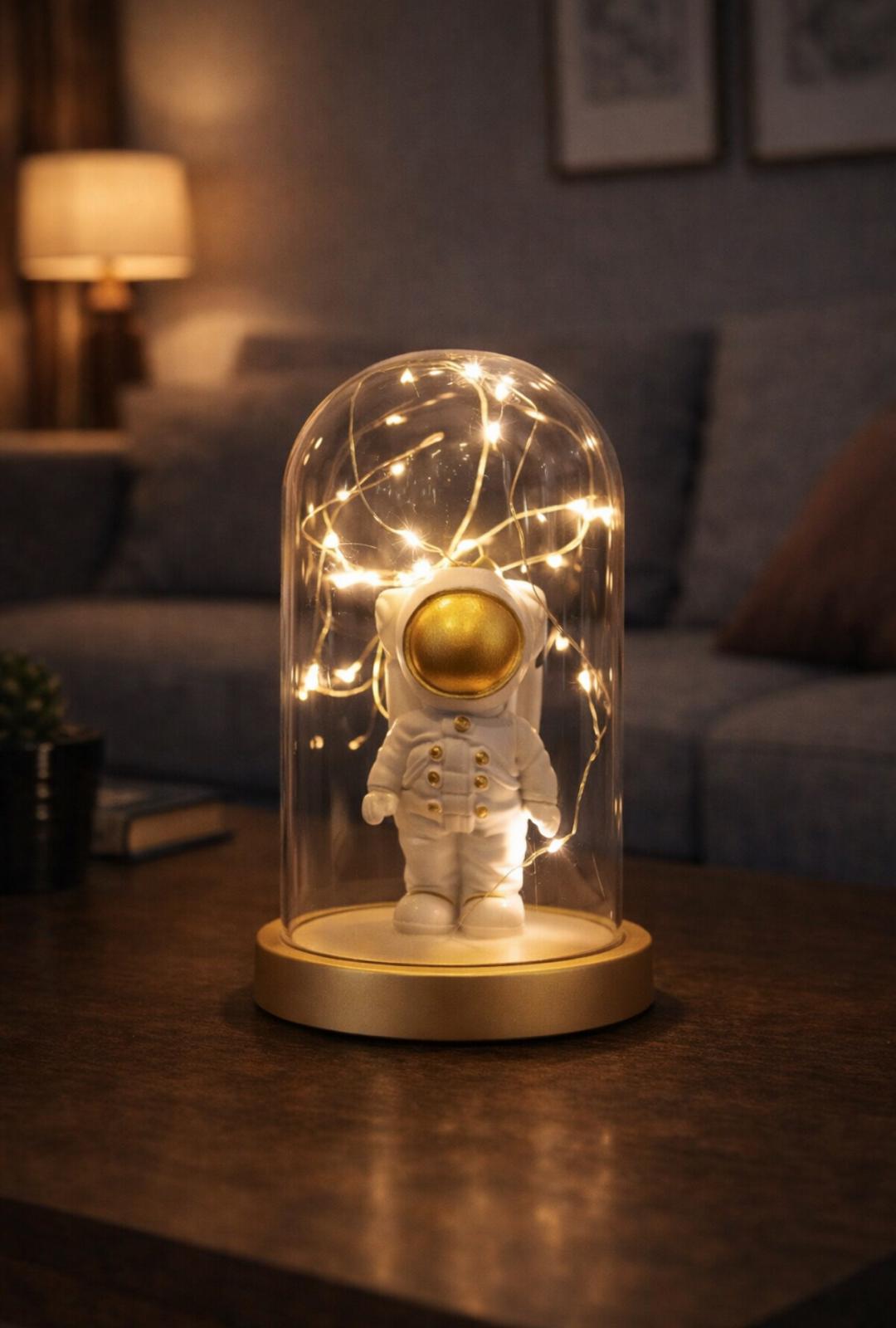 Işıklı Fanus Gold Astronot Figürlü Lamba