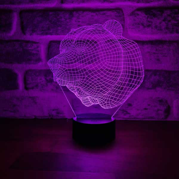 3D bear head LED night light