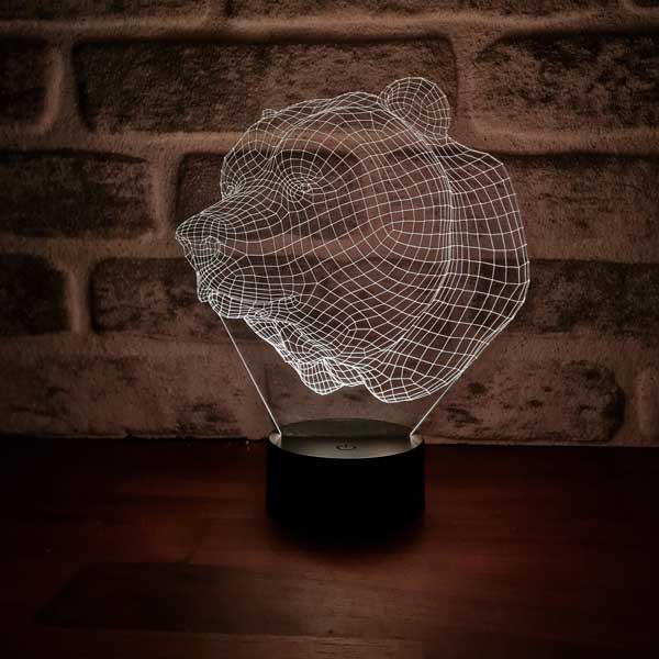 3D bear head LED night light