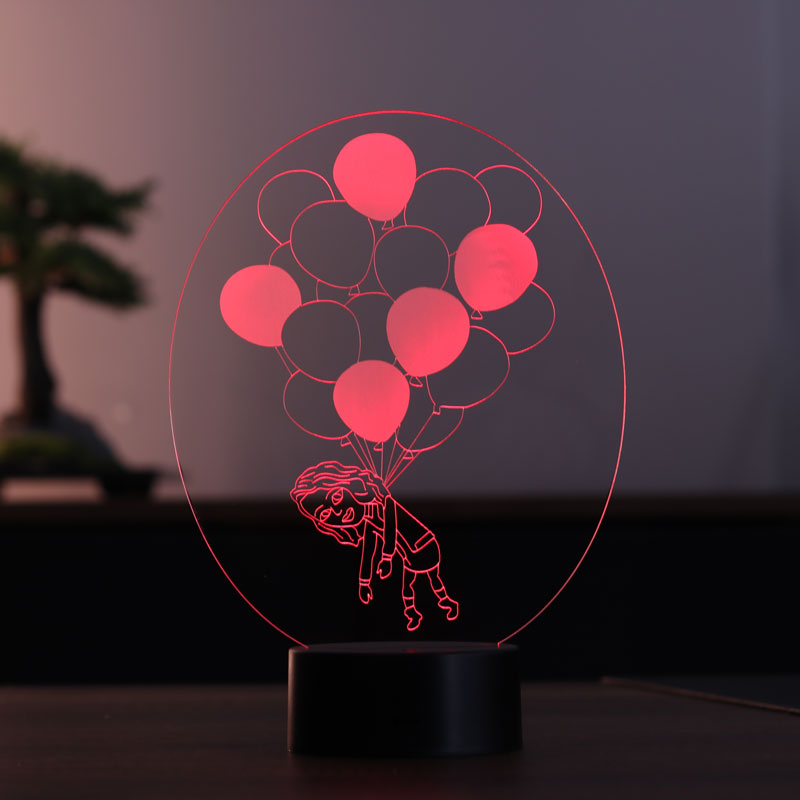 Balonlu Kız Figürlü Dekoratif Hediye Led Masa Lambası | BYLAMP