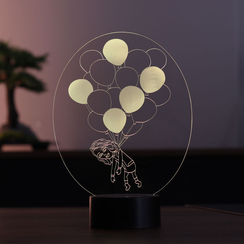 Balonlu Kız Figürlü Dekoratif Hediye Led Masa Lambası | BYLAMP