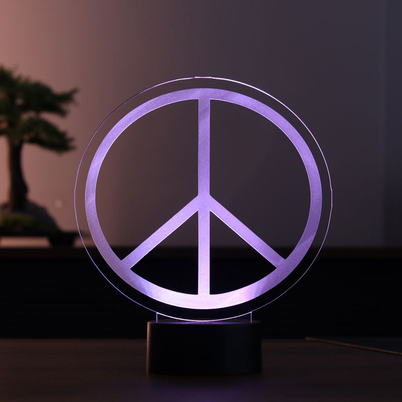 Peace symbol LED table lamp