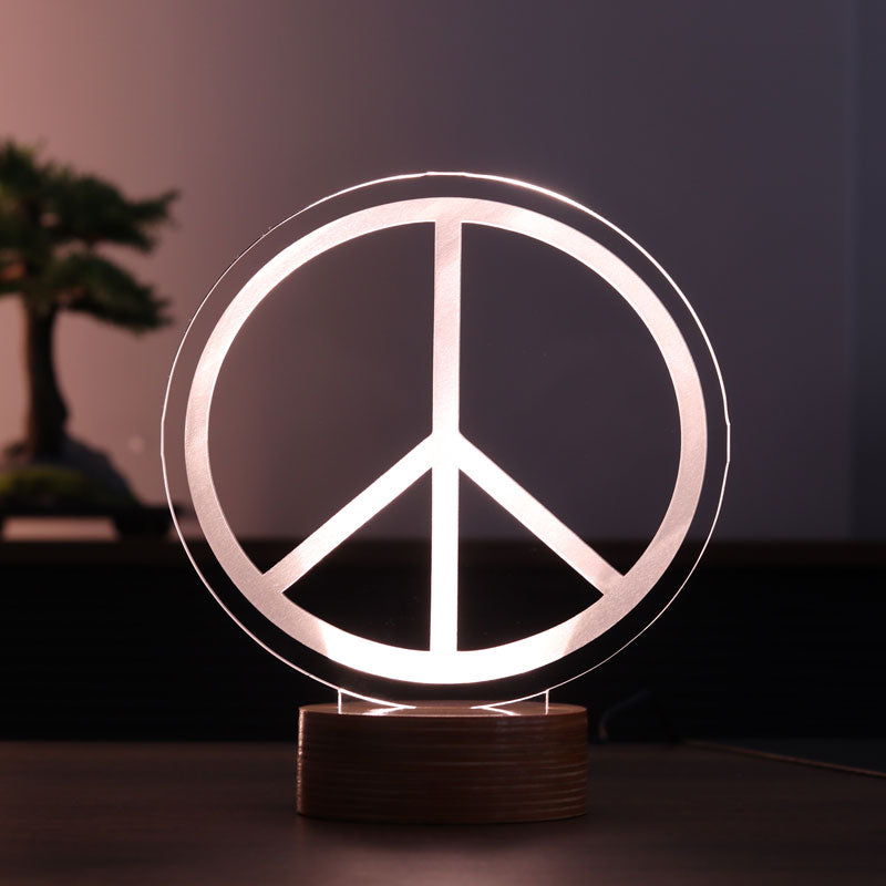 Peace symbol LED table lamp