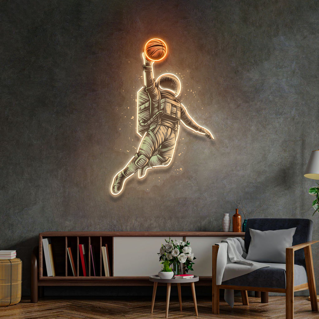 Basketball Player Astronaut Neon Light Sign