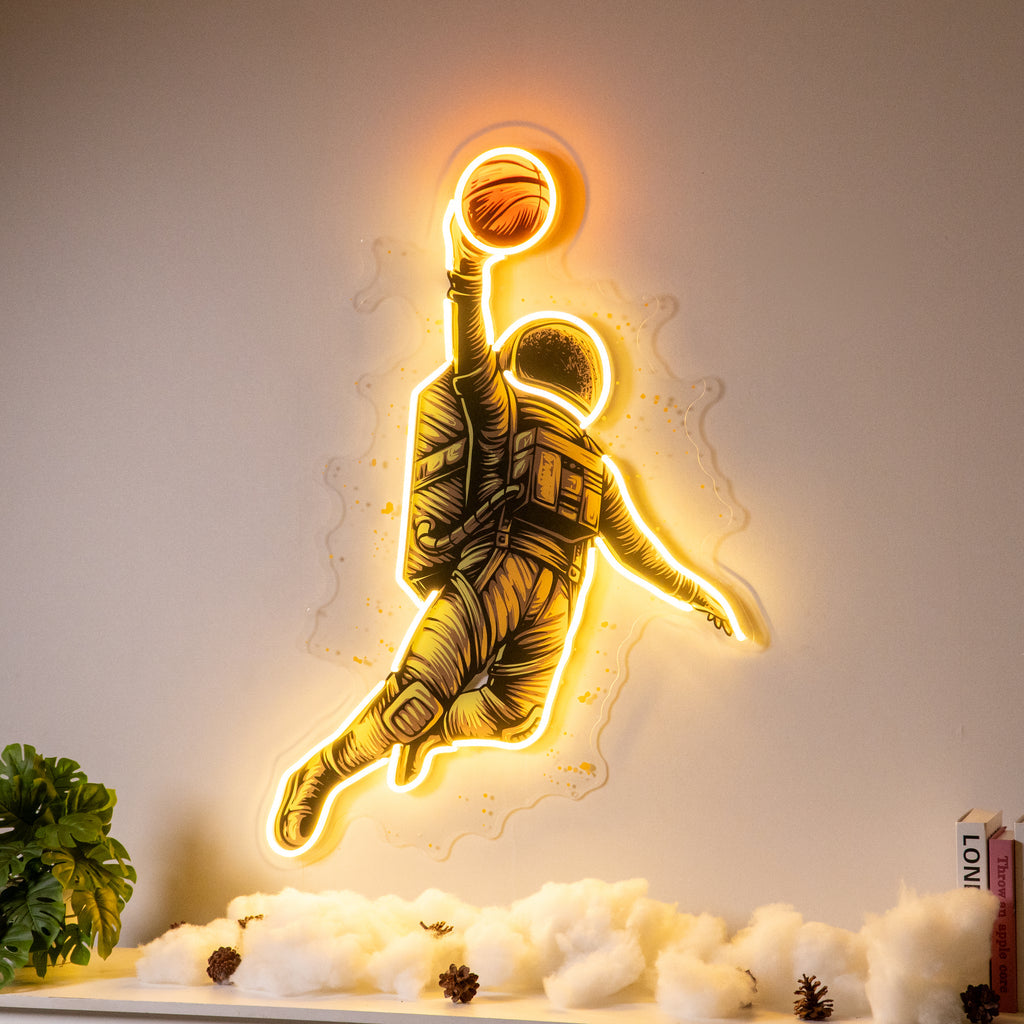 Basketball Player Astronaut Neon Light Sign