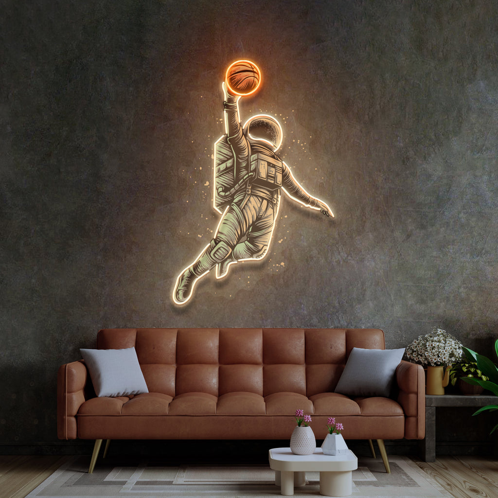 Basketball Player Astronaut Neon Light Sign