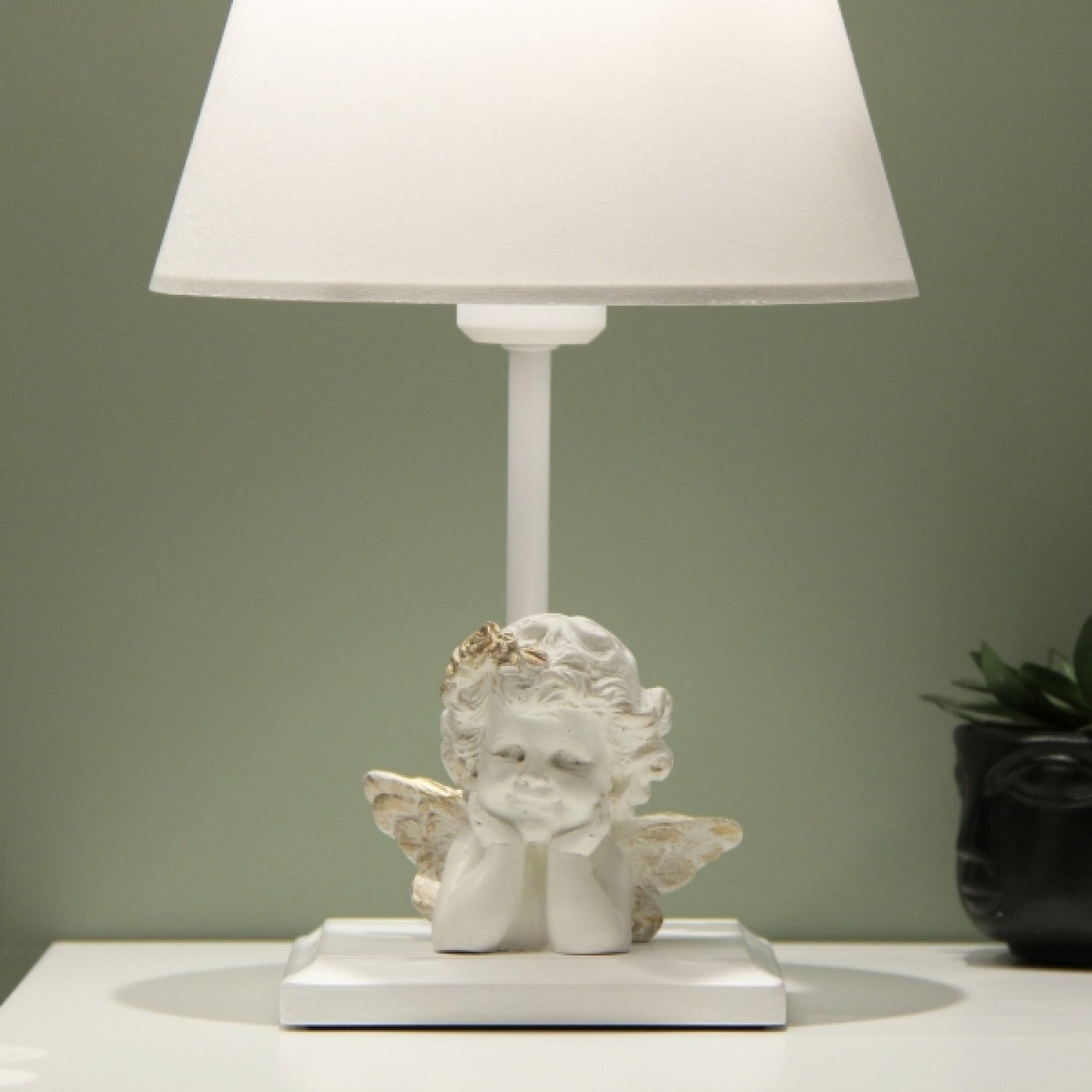 White Fabric Angel Design Lampshade Table Lamp | ByLamp