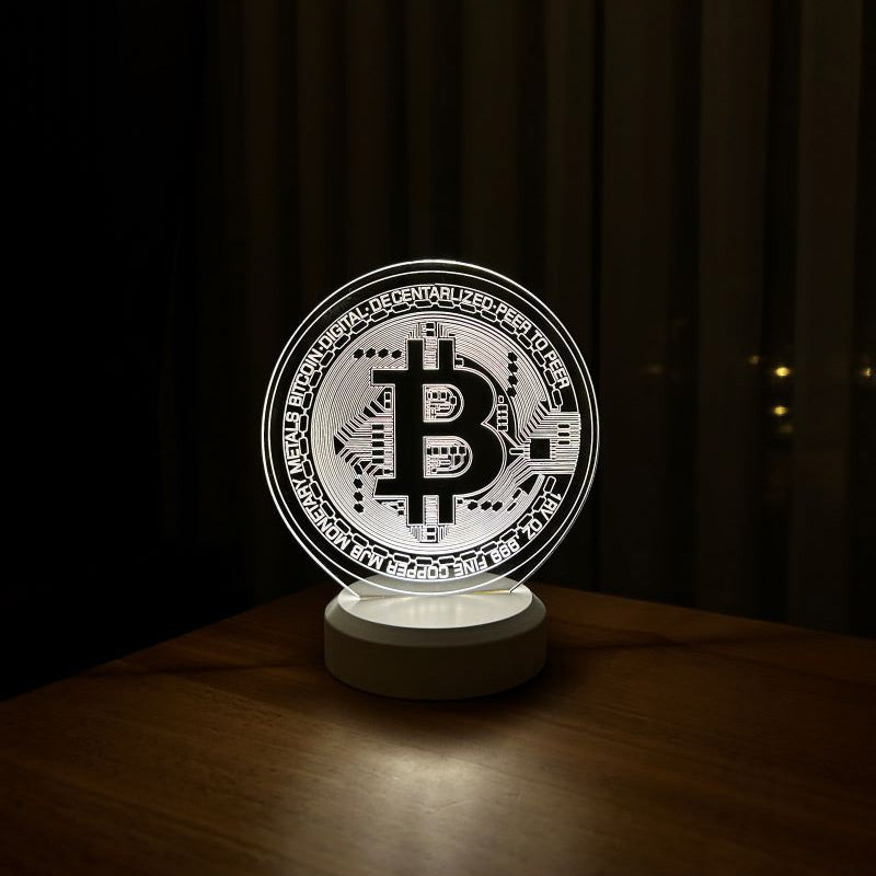 Bitcoin Figürlü Dekoratif Hediye Led Masa Lambası | BYLAMP