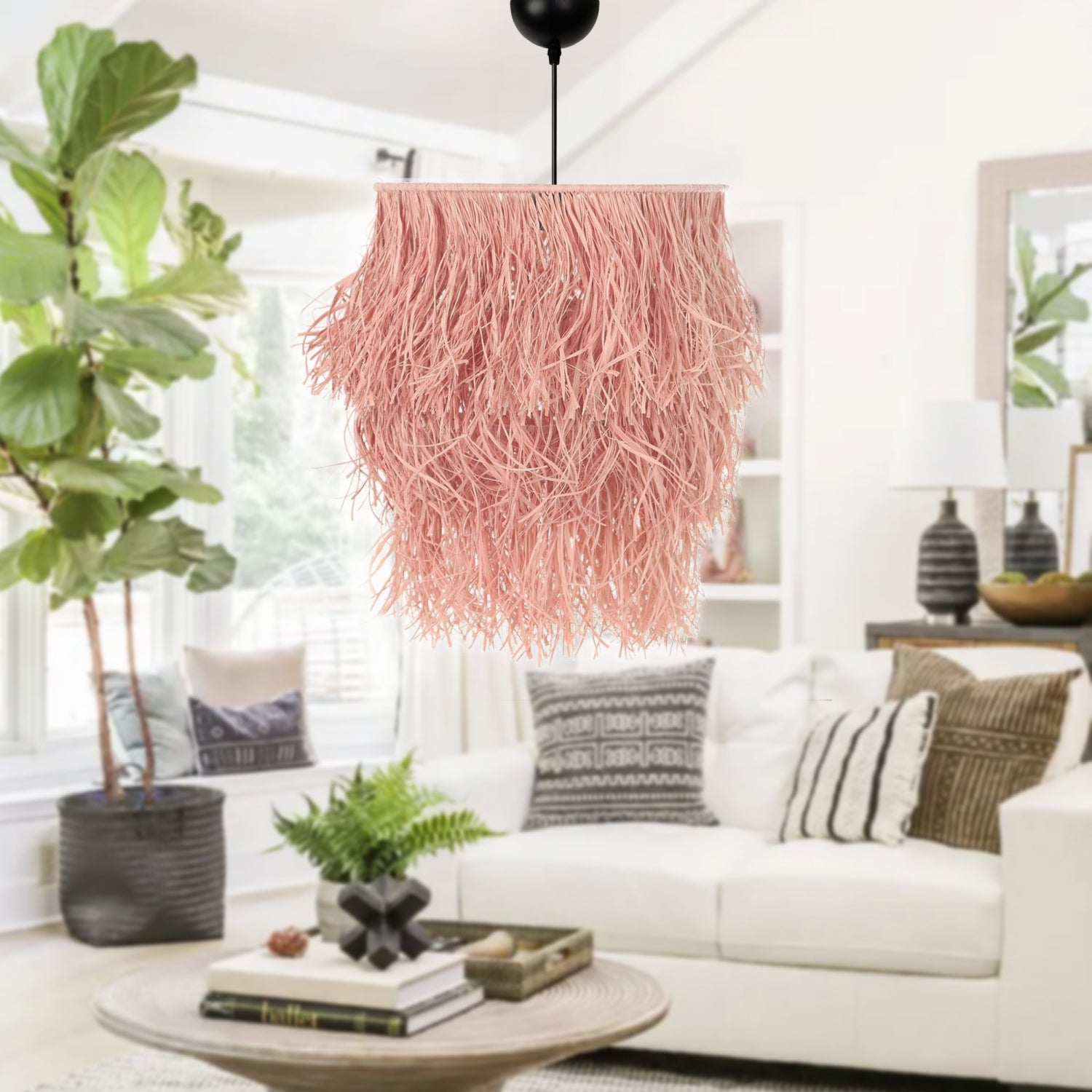 Bohemian Powder Color Rope Pendant Chandelier Lamp | ByLamp