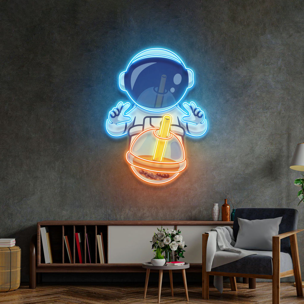 Bubble Tea Astronot Neon Lamba | ByLamp