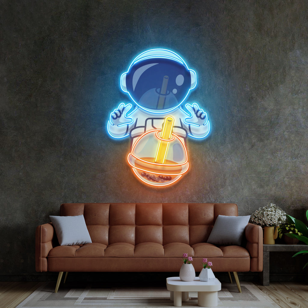 Bubble Tea Astronot Neon Lamba | ByLamp