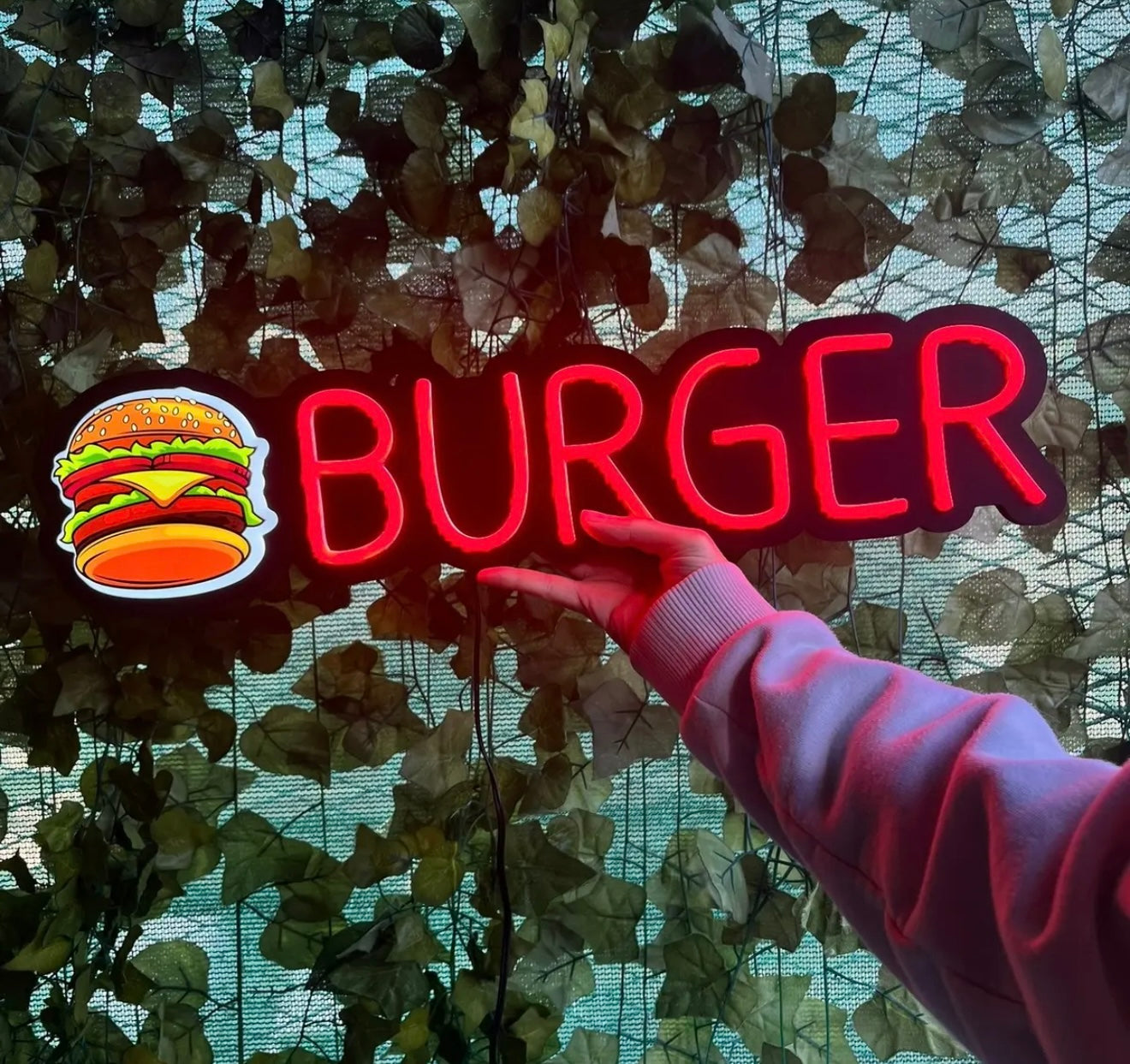 UV Baskılı Burger Neon Lamba | ByLamp