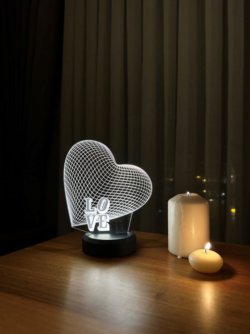 3-D great heart LED night light