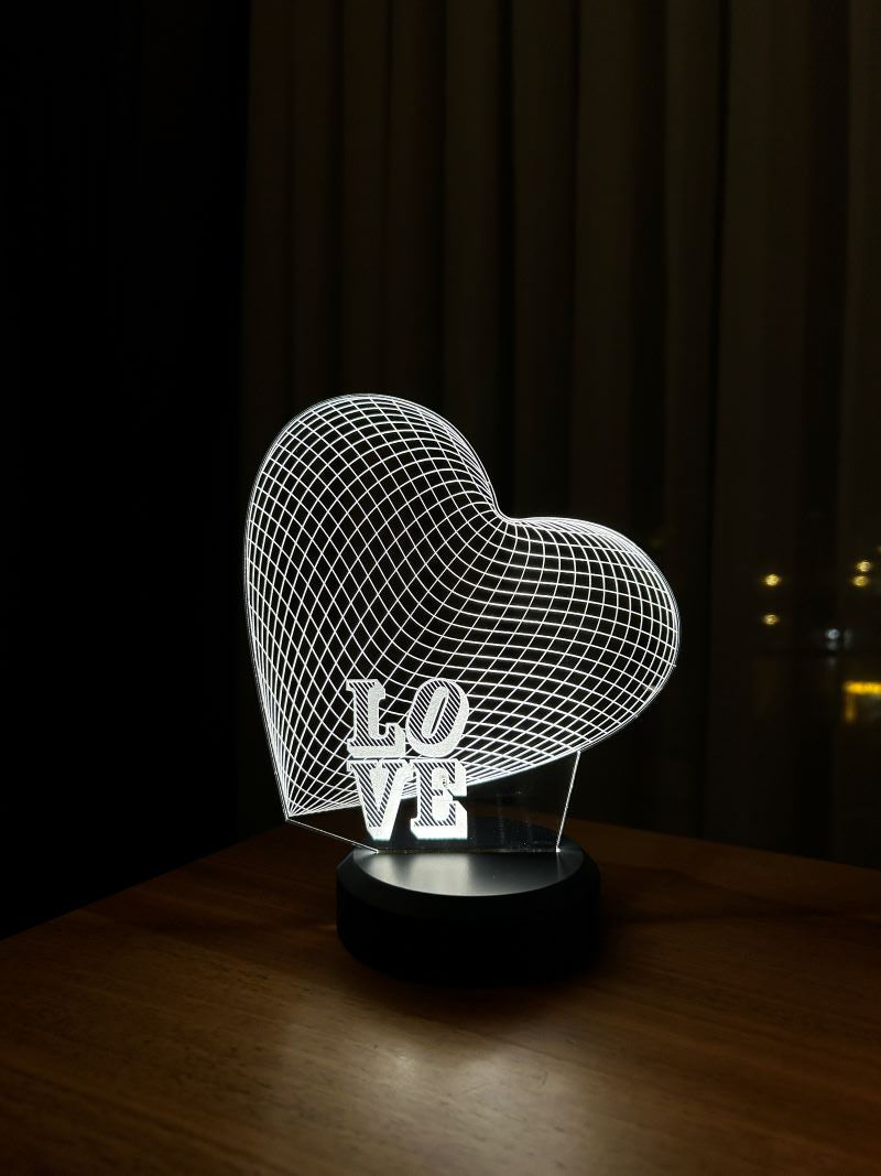 Büyük Kalp Figürlü Dekoratif Hediye Led Masa Lambası | BYLAMP