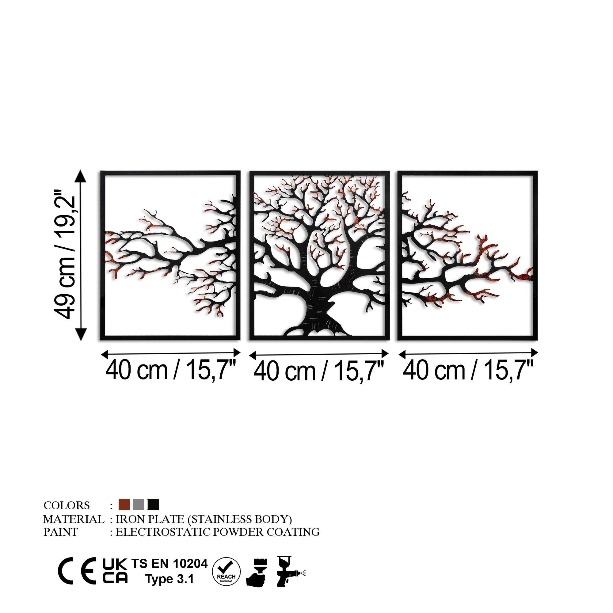 BYS-158 Dekoratif 3'lü Metal Duvar Tablosu | ByLamp