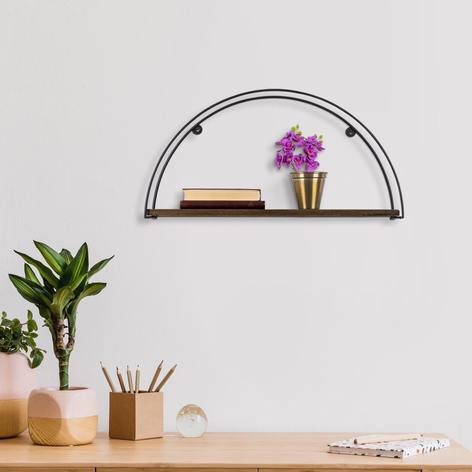 CM-003-SRK Dekoratif Ahşap Metal Duvar Rafı | ByLamp