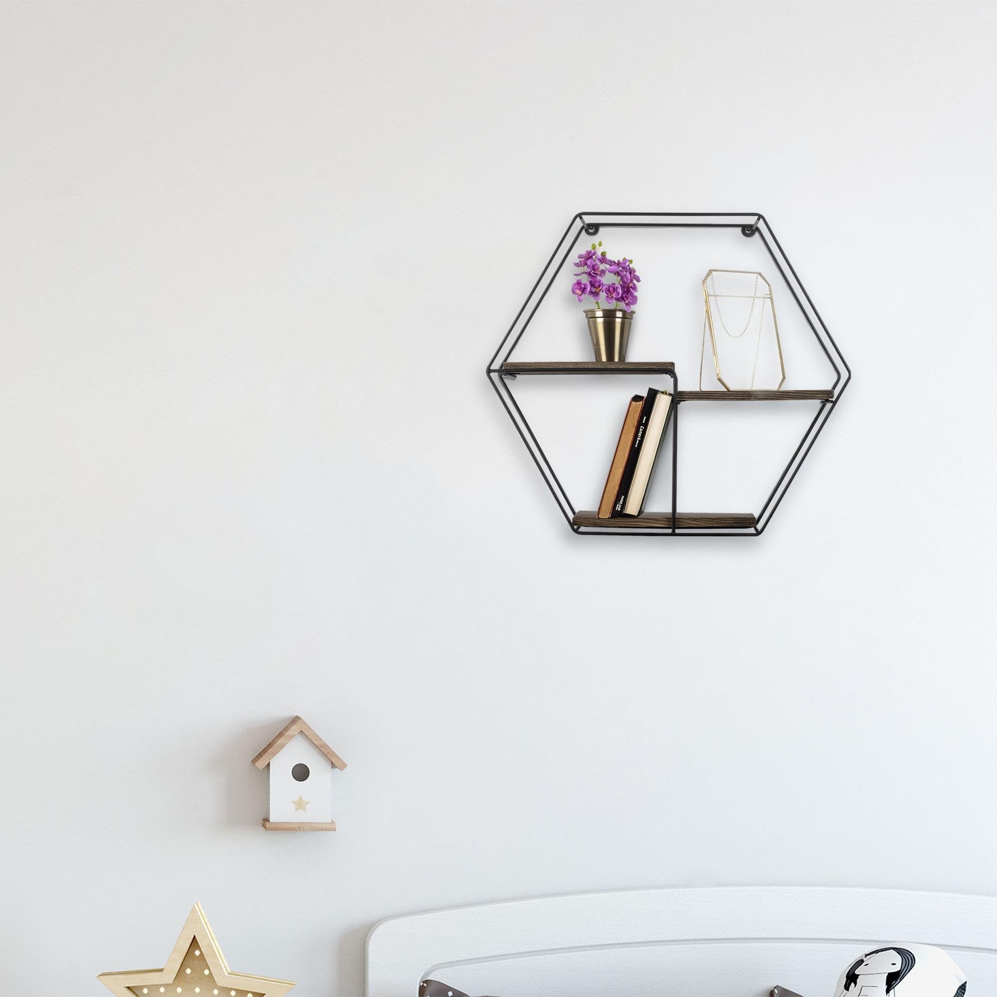 CM-004-SRK Dekoratif Ahşap Metal Duvar Rafı | ByLamp