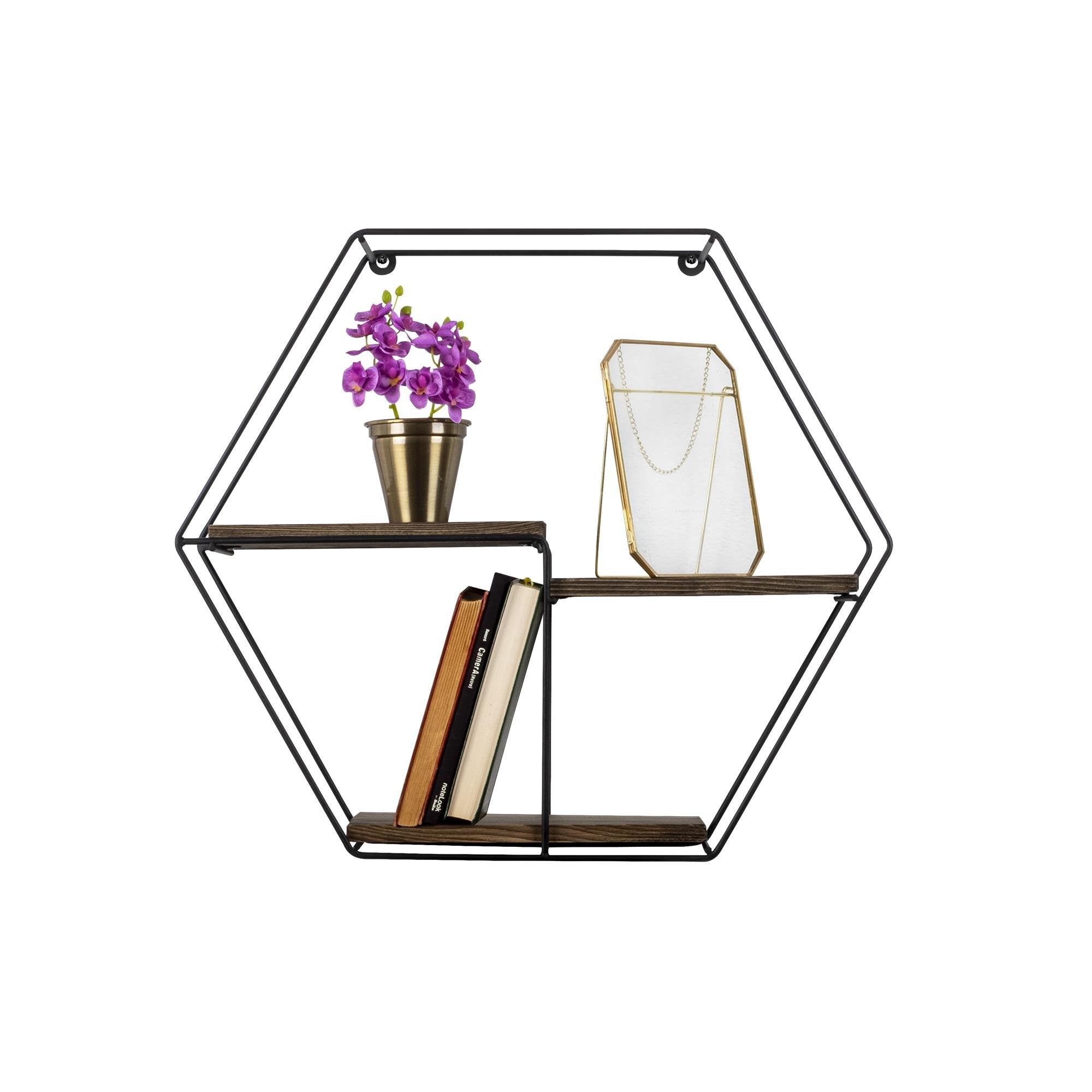 CM-004-SRK Dekoratif Ahşap Metal Duvar Rafı | ByLamp