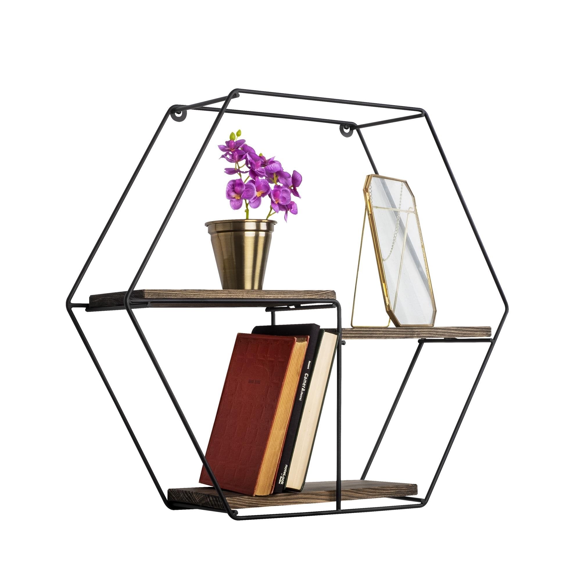 CM-004-SRK Dekoratif Ahşap Metal Duvar Rafı | ByLamp