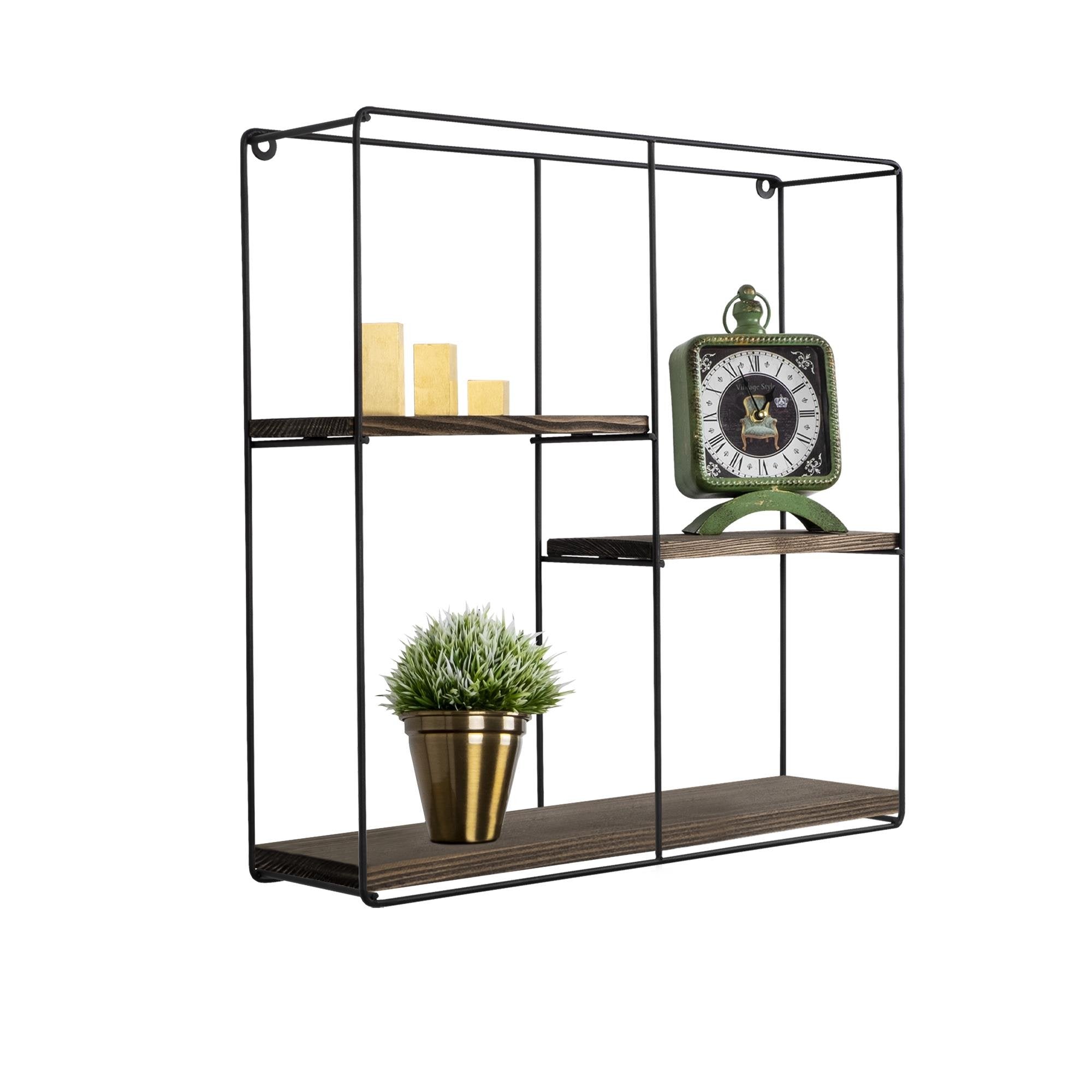 CM-010-SRK Dekoratif Ahşap Metal Duvar Rafı | ByLamp