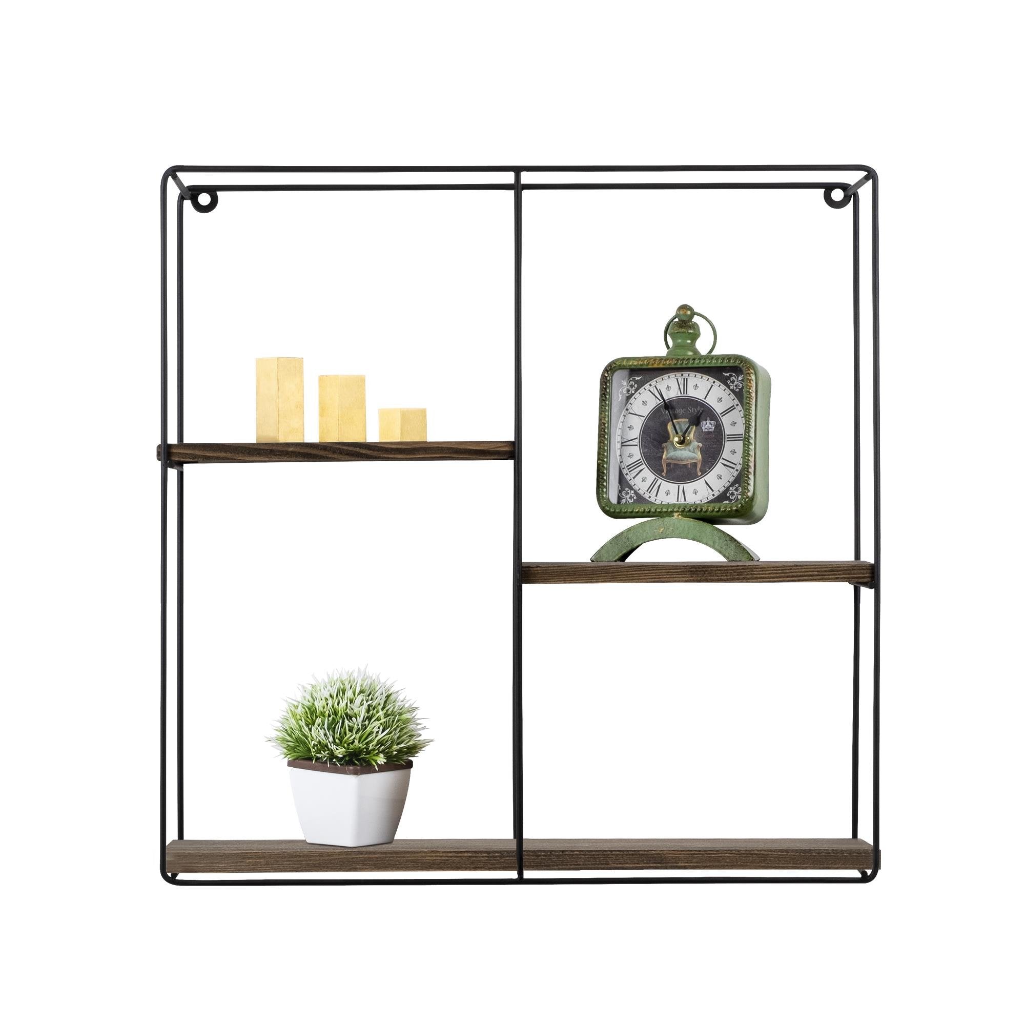 CM-010-SRK Dekoratif Ahşap Metal Duvar Rafı | ByLamp