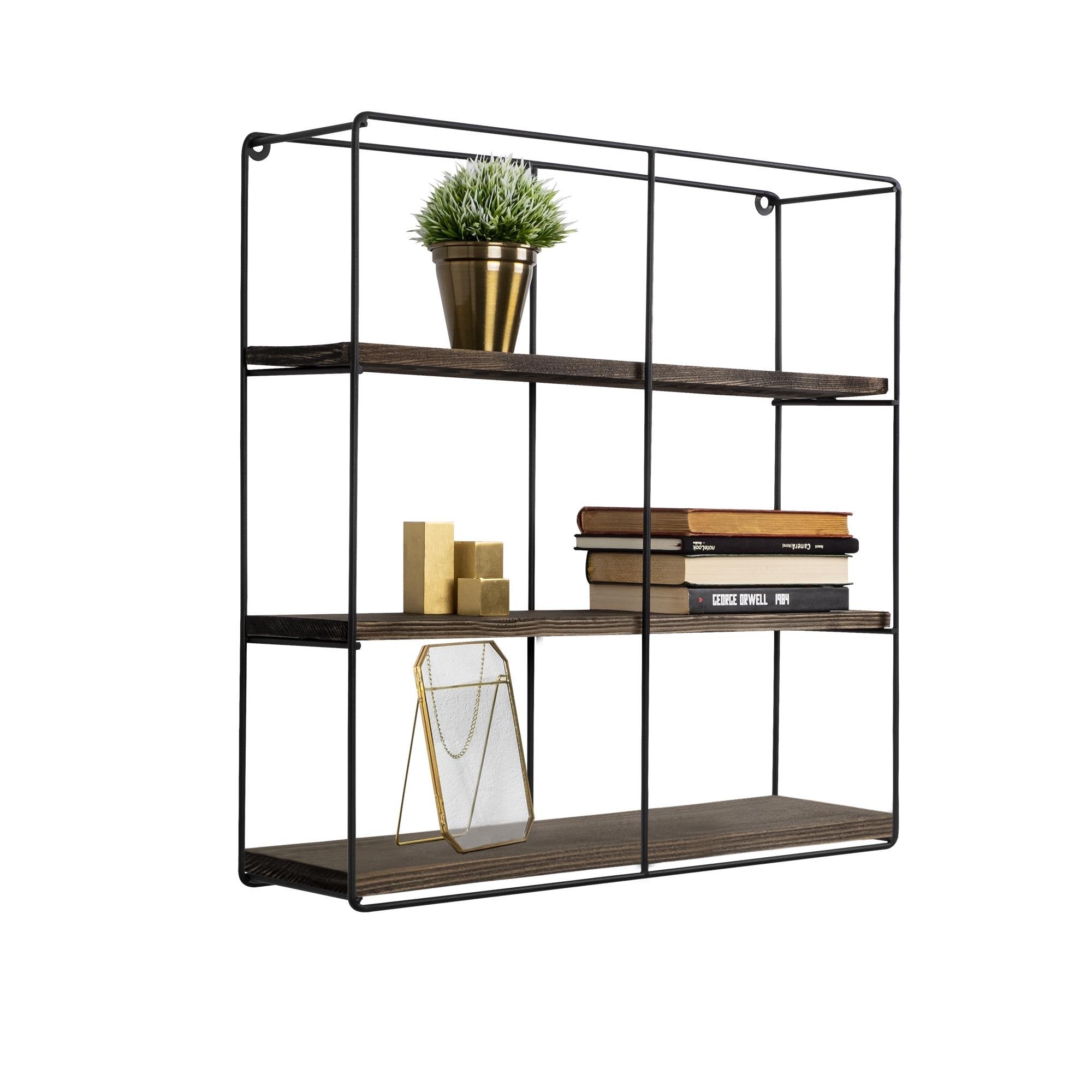 CM-011-SRK Dekoratif Ahşap Metal Duvar Rafı | ByLamp