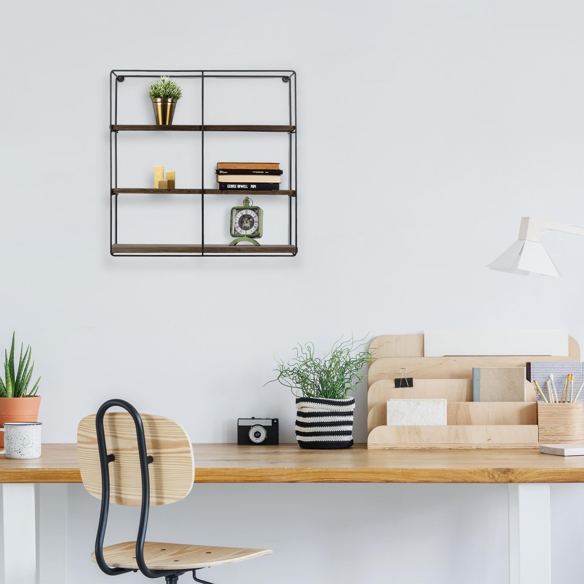 CM-011-SRK Dekoratif Ahşap Metal Duvar Rafı | ByLamp