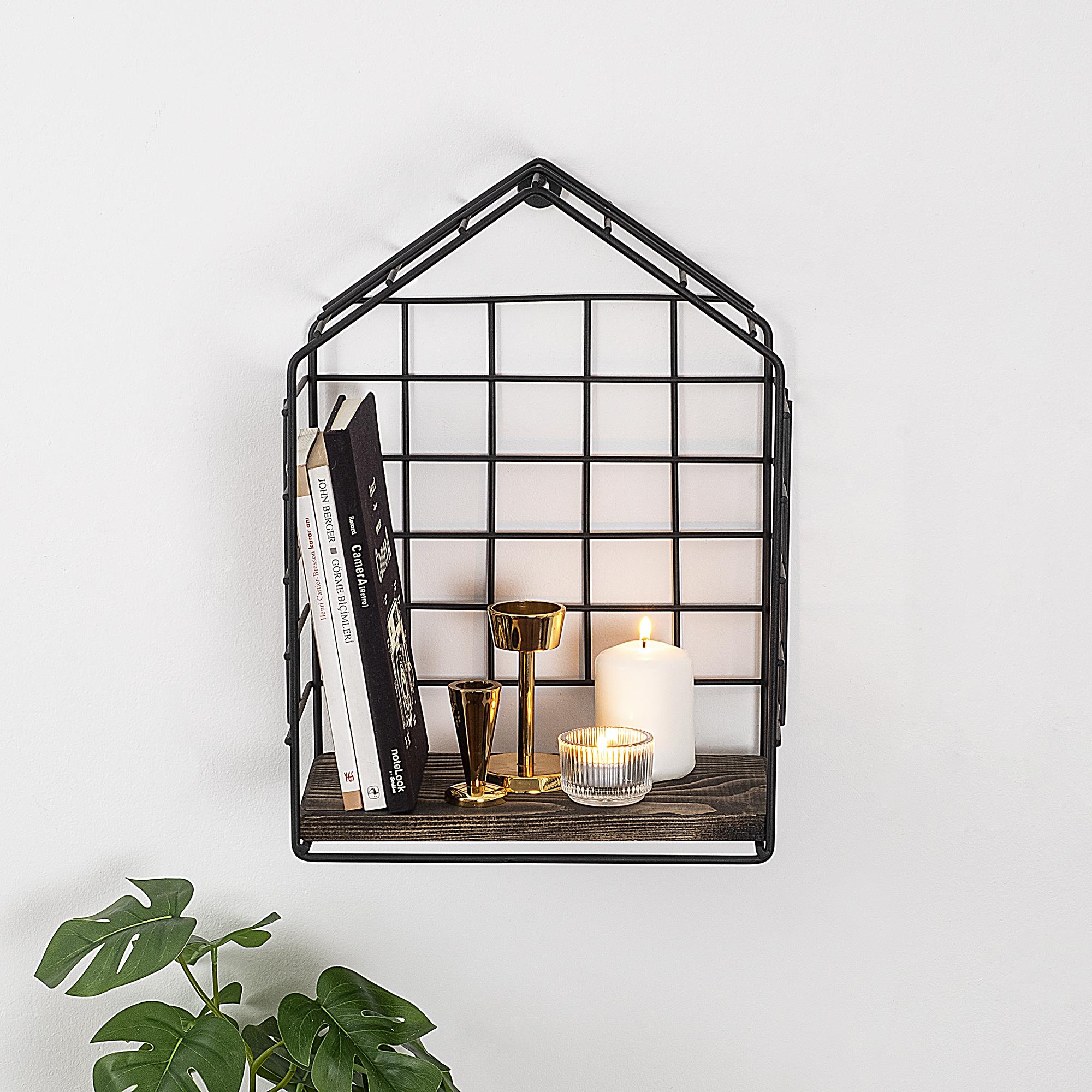 CM-016-SRK Dekoratif Ahşap Metal Duvar Rafı | ByLamp