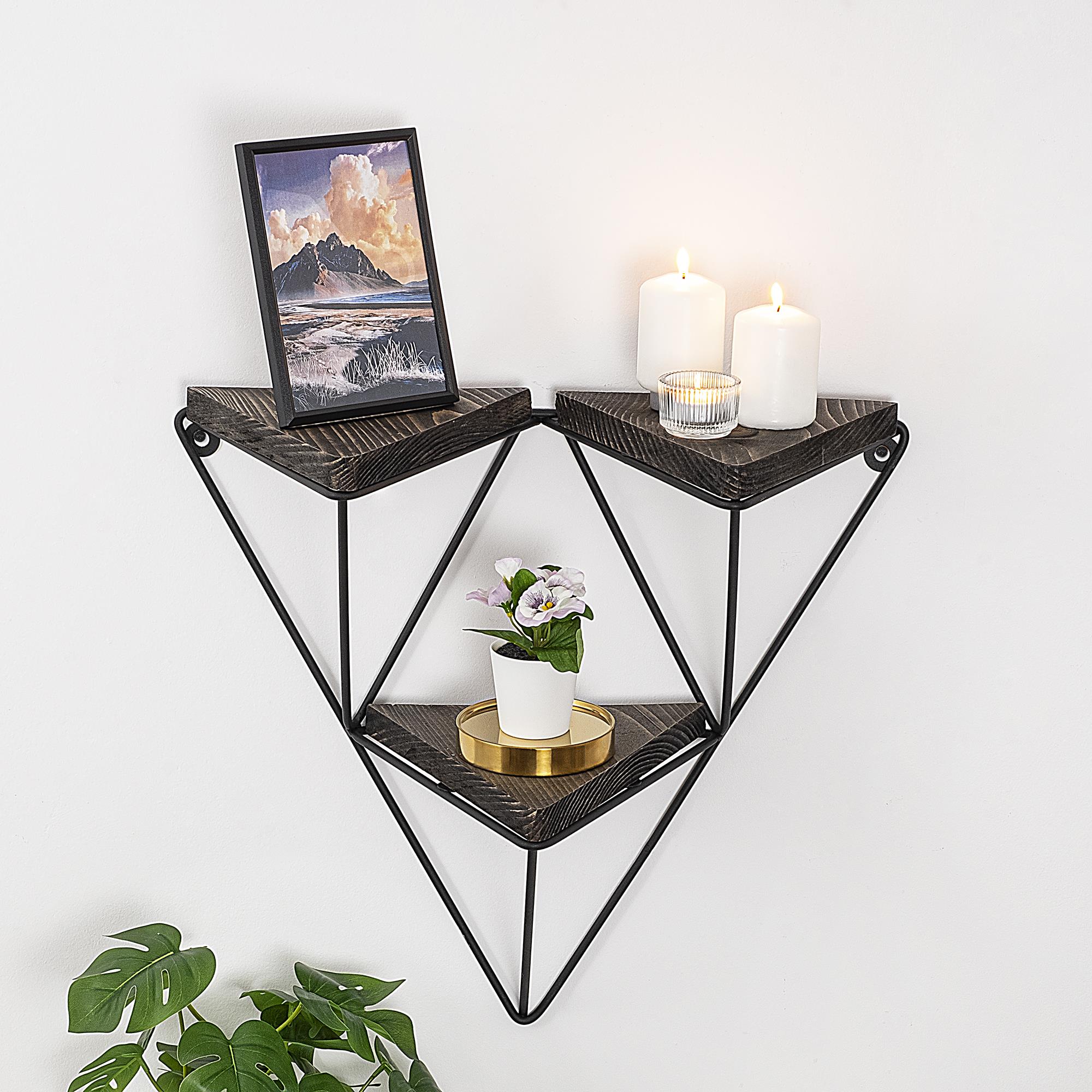 CM-017-SRK Dekoratif Ahşap Metal Duvar Rafı | ByLamp