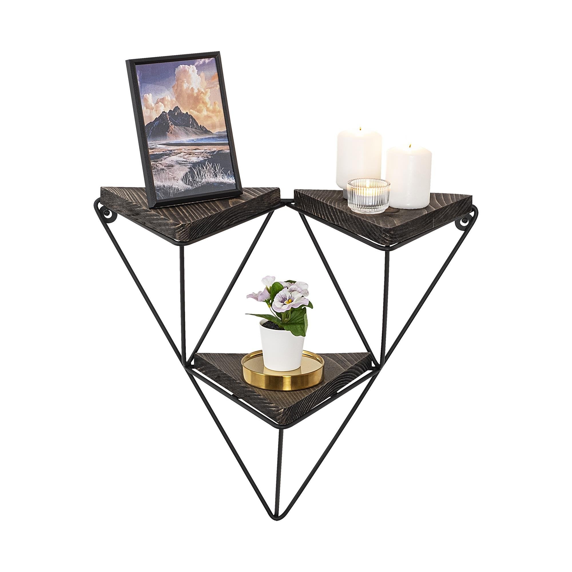 CM-017-SRK Dekoratif Ahşap Metal Duvar Rafı | ByLamp