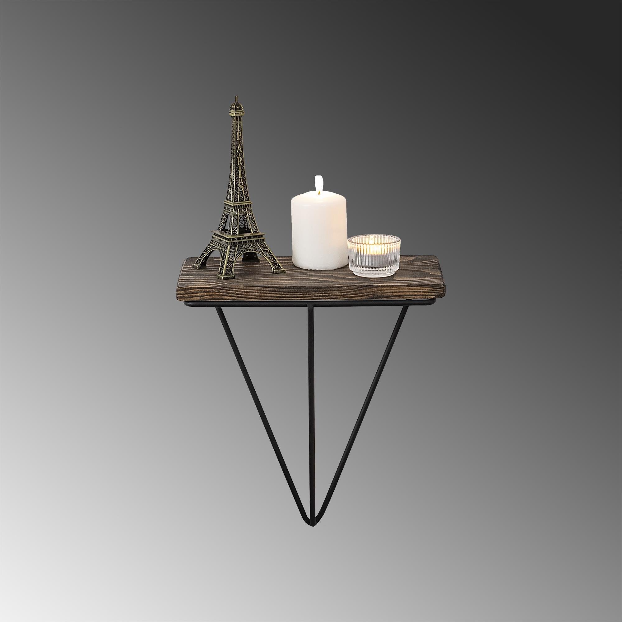 CM-019-SRK Dekoratif Ahşap Metal Duvar Rafı | ByLamp