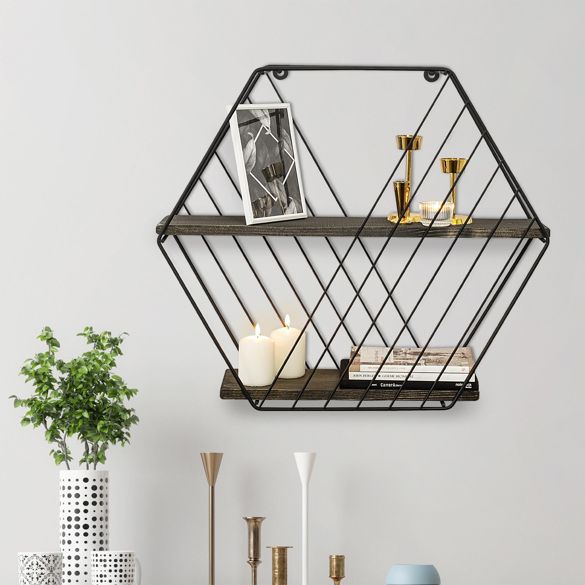 CM-023-SRK Dekoratif Ahşap Metal Duvar Rafı | ByLamp