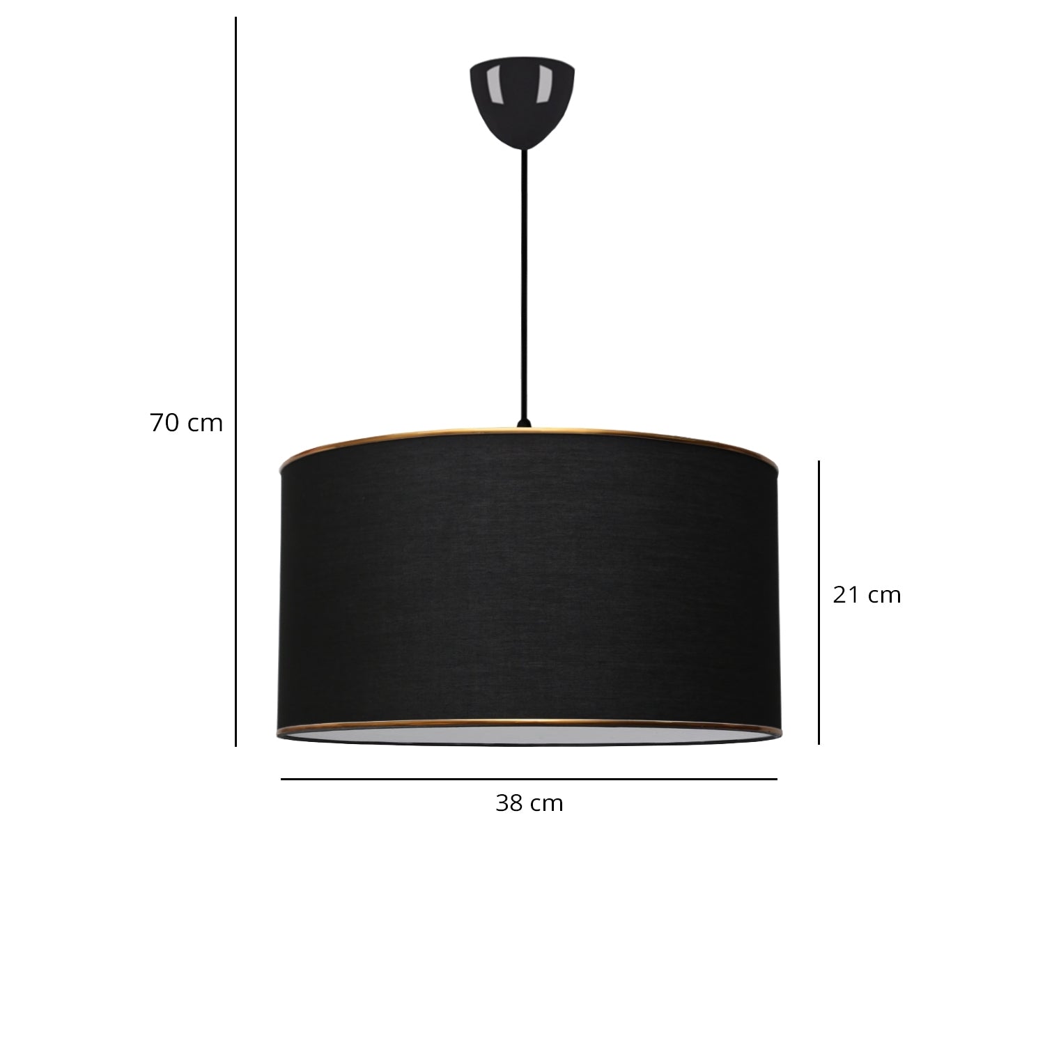 Daisy Gold Detailed Black Fabric 38' Pendant Lamp | ByLamp